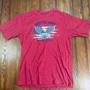 Bass Pro Shops Mens Red Eagle “Land of the Free” Graphic T-Shirt Size Medium